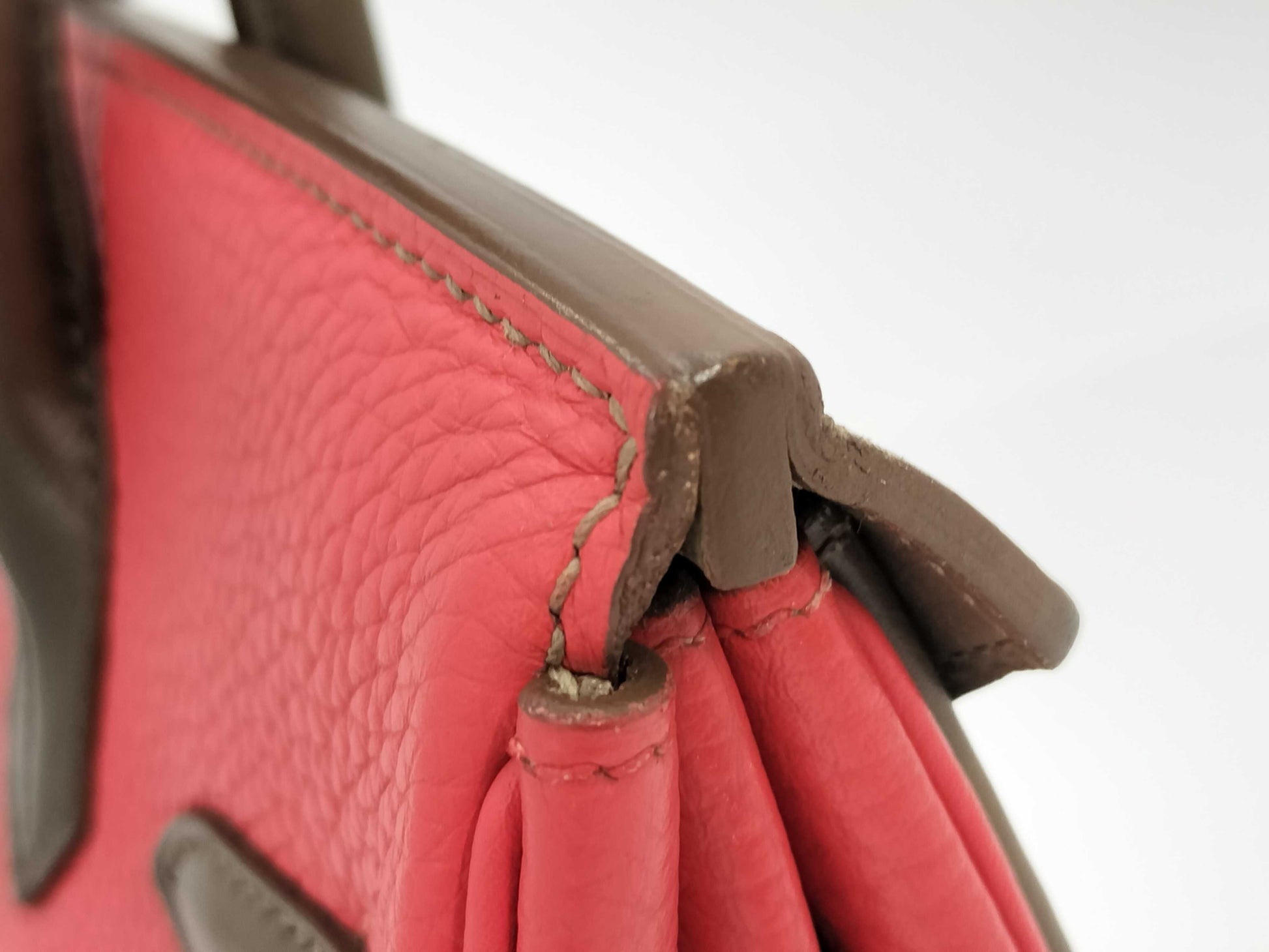 HERMES Birkin 30 Etoupe/Rose Jaipur/Argile Taurillon/Swift Handbag with P Stamp