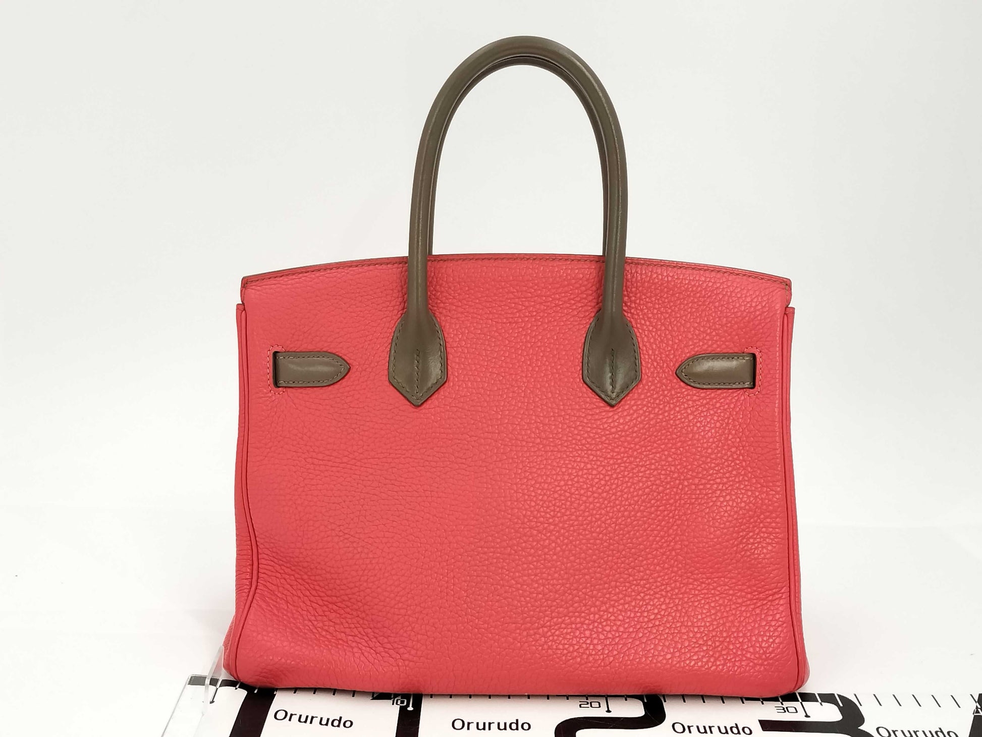 HERMES Birkin 30 Etoupe/Rose Jaipur/Argile Taurillon/Swift Handbag with P Stamp