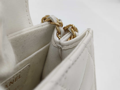 CHANEL Mini Flap Bag White Lambskin Shoulder Bag