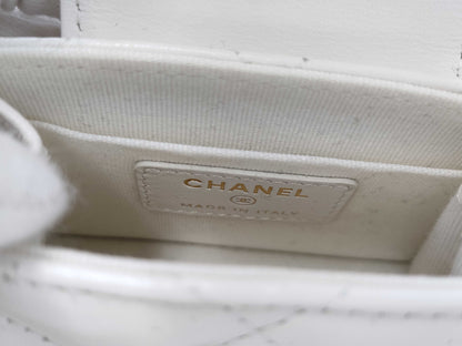 CHANEL Mini Flap Bag White Lambskin Shoulder Bag