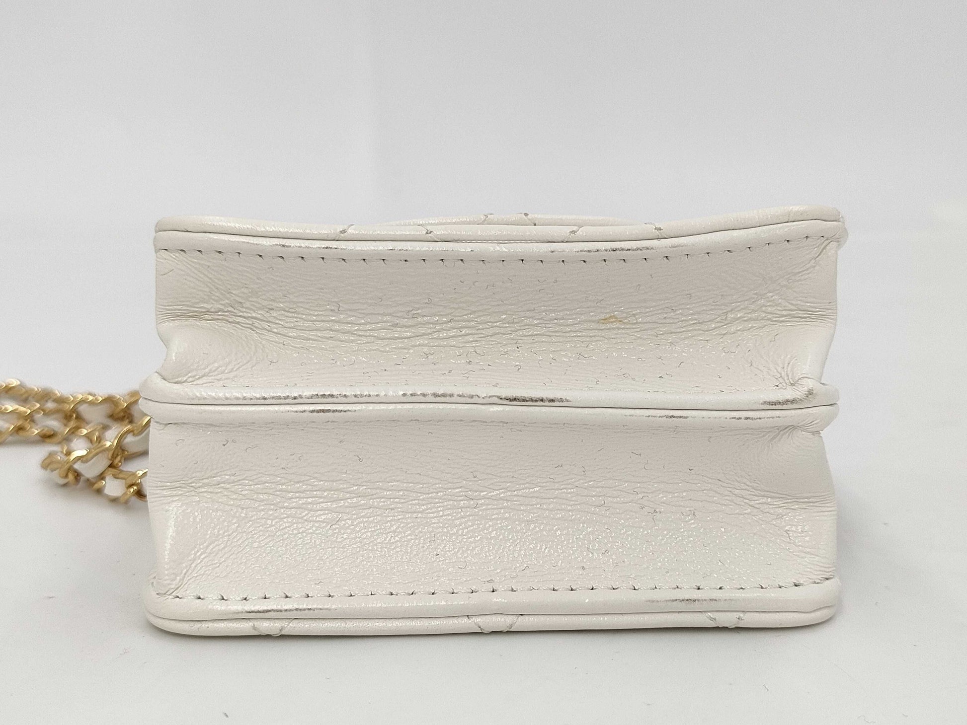 CHANEL Mini Flap Bag White Lambskin Shoulder Bag