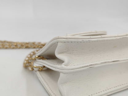 CHANEL Mini Flap Bag White Lambskin Shoulder Bag