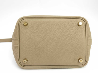 HERMES Picotin Lock PM Unused Beige Marfa Taurillon Handbag with Double Stamp
