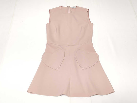 Red Valentino Heart Pocket Sleeveless Mini Dress, Size 38, Pink