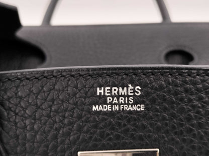 HERMES Togo Birkin 30 Black Handbag with Silver Hardware and □I Stamp