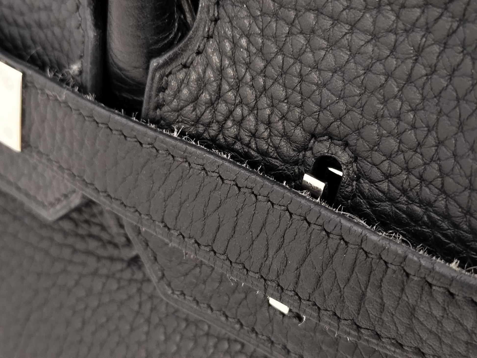 HERMES Togo Birkin 30 Black Handbag with Silver Hardware and □I Stamp