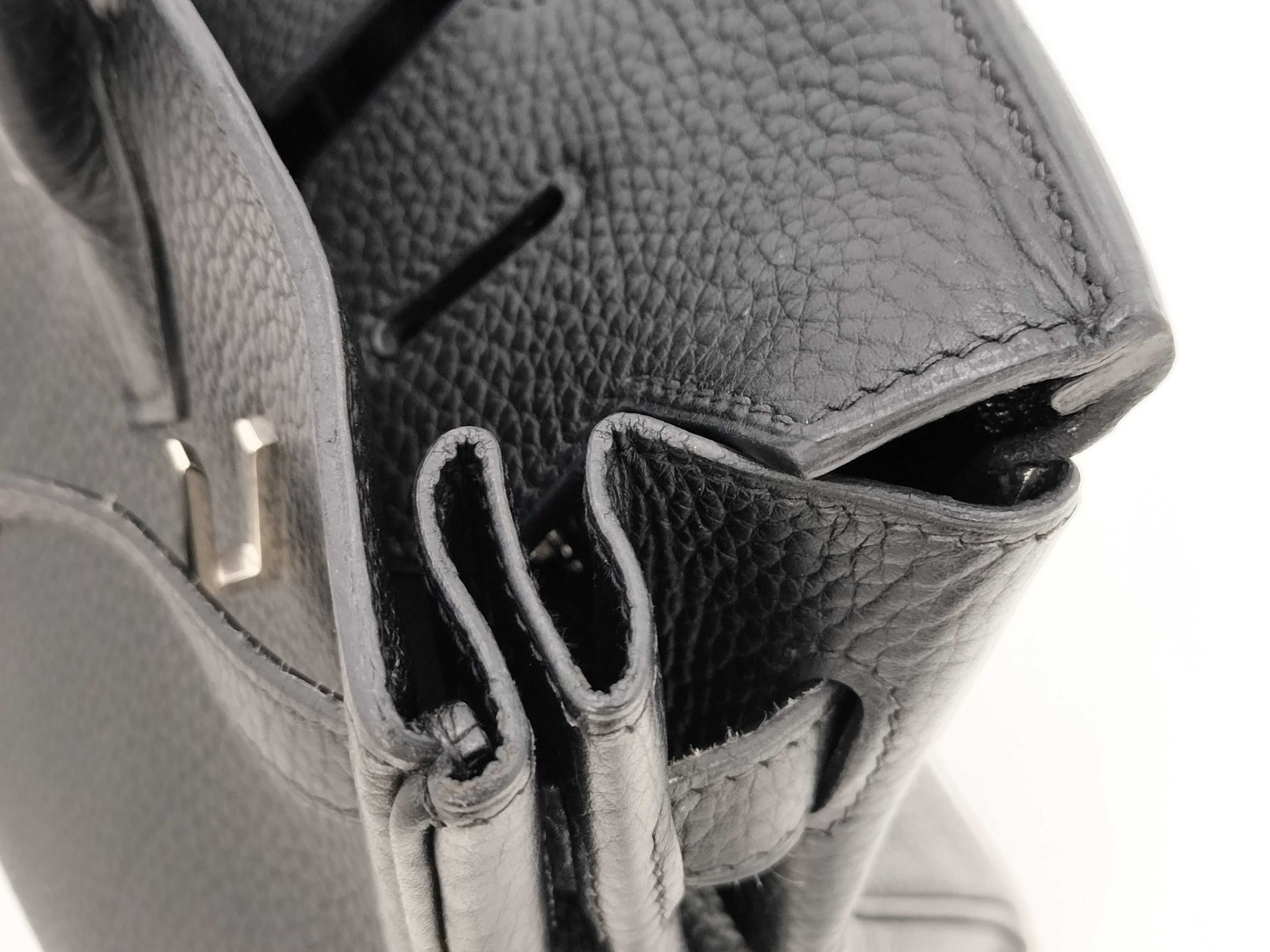 HERMES Togo Birkin 30 Black Handbag with Silver Hardware and □I Stamp