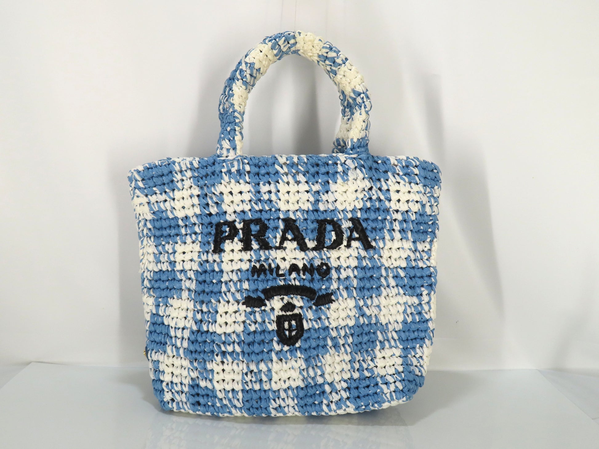 PRADA PRADA Small Crochet Tote Raffia Tote Bag