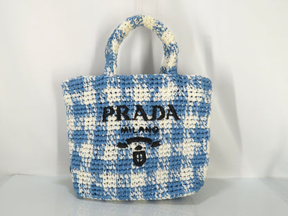 PRADA PRADA Small Crochet Tote Raffia Tote Bag