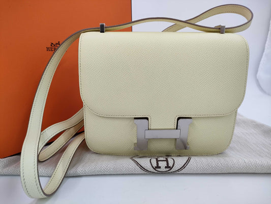 Unused HERMES Constance 19 Mini Jaune Milton Epson Silver Hardware W Stamp Shoulder Bag