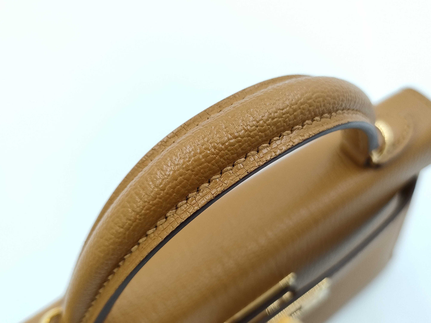 HERMES Brand New, Unused Hermès Mini Kelly 2 Verso Chevre Mysore Shoulder Bag with Gold Hardware, Size 28, Camel/4H Cocoa, Double Stamp