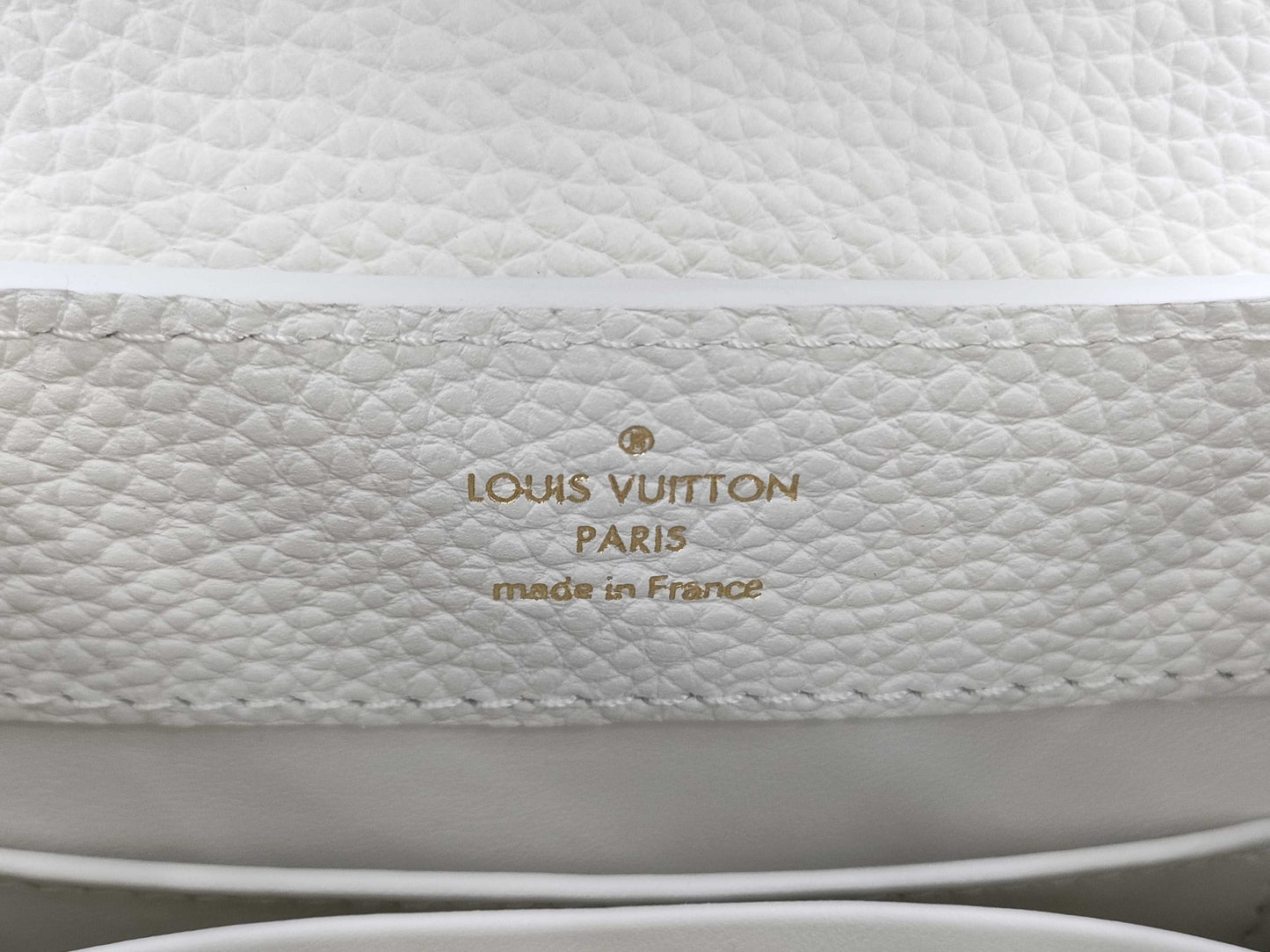 LOUIS VUITTON Louis Vuitton Logo Capucines Mini White Python RFID Handbag