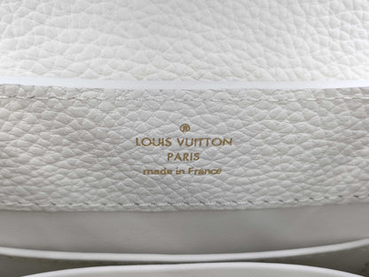 LOUIS VUITTON Louis Vuitton Logo Capucines Mini White Python RFID Handbag