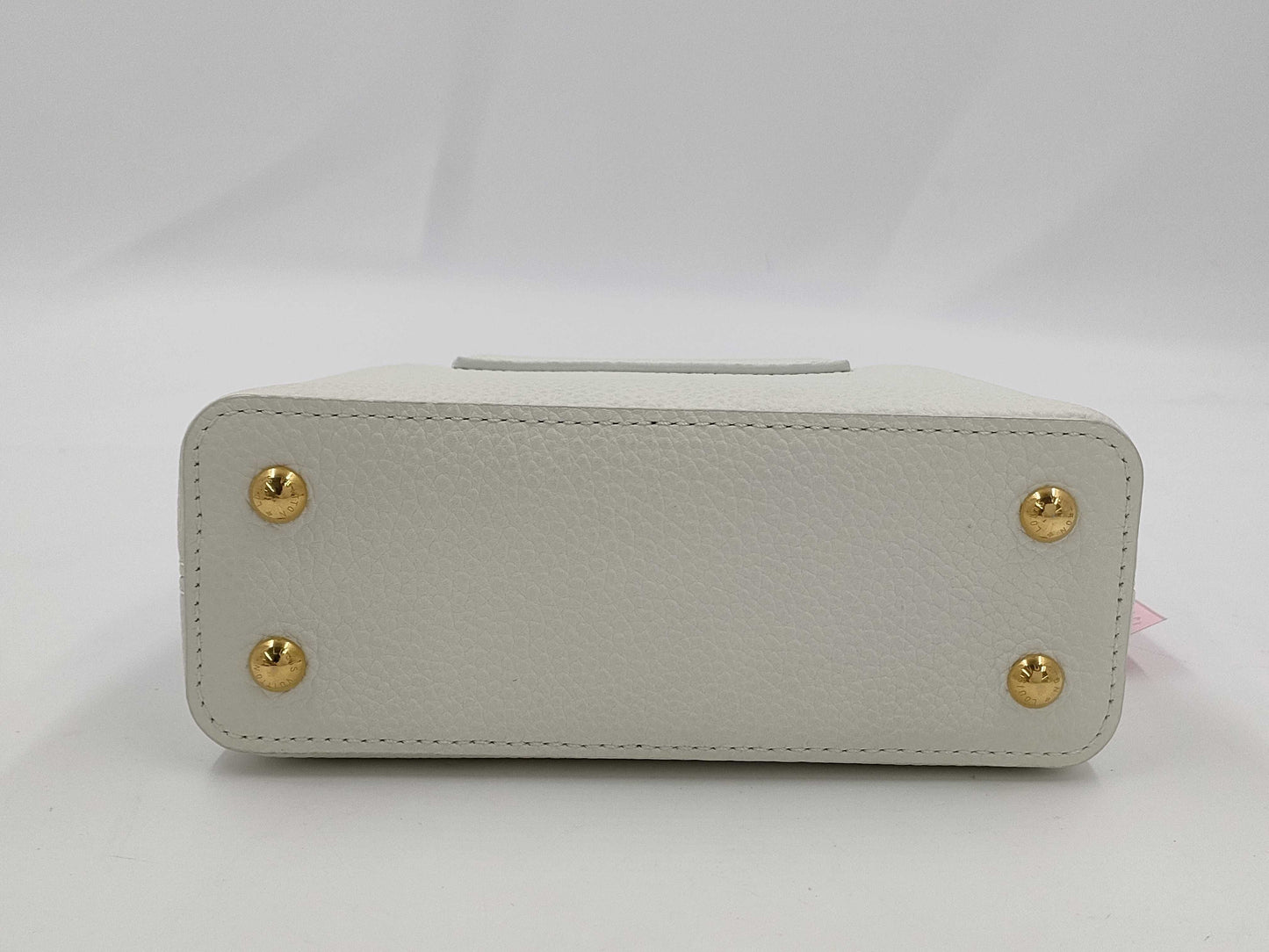 LOUIS VUITTON Louis Vuitton Logo Capucines Mini White Python RFID Handbag