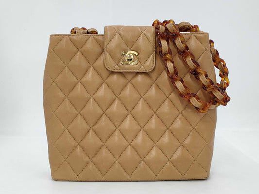 CHANEL Matelasse Turnlock Tortoiseshell Chain Tote Bag Shoulder Bag
