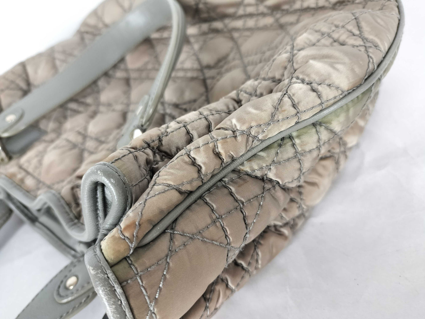 Dior Cannage Nylon Handbag/Shoulder Bag with Charm