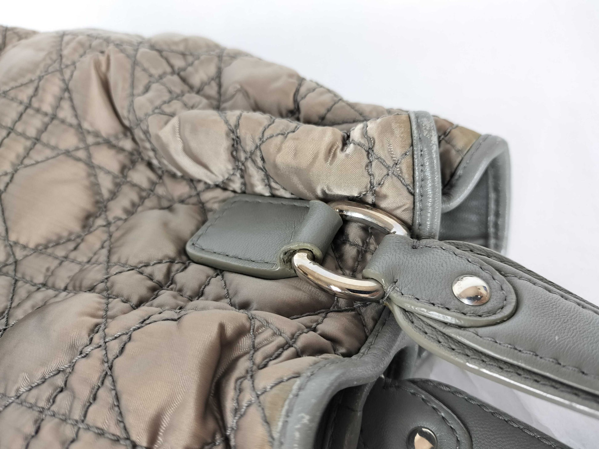 Dior Cannage Nylon Handbag/Shoulder Bag with Charm