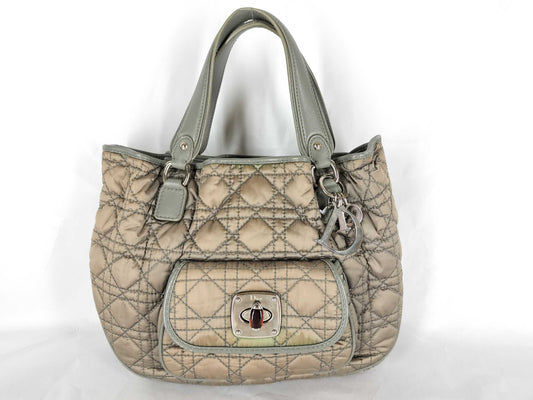 Dior Cannage Nylon Handbag/Shoulder Bag with Charm