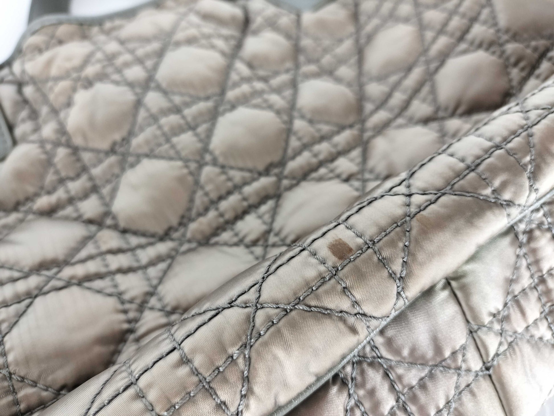 Dior Cannage Nylon Handbag/Shoulder Bag with Charm