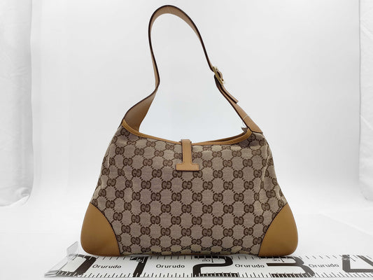 GUCCI GUCCI Jackie Shelly 001/4057 Shoulder Bag GG Canvas Leather Handbag Yellow Bag