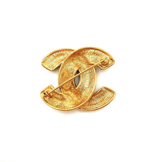 CHANEL Coco Mark Matelasse Gold Vintage 1159 Brooch