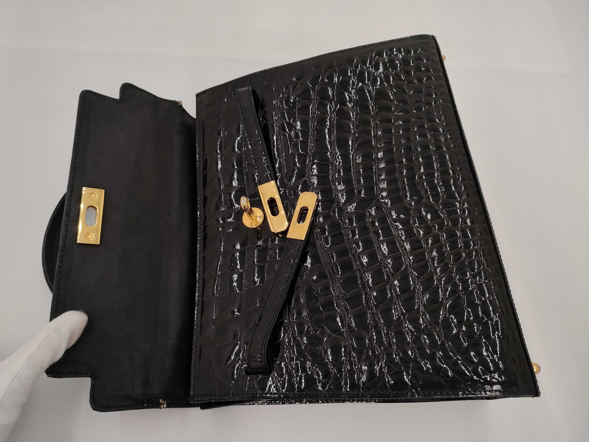 NUOVO BIDENTE Shining Crocodile 2-way Shoulder Bag/Handbag Bag