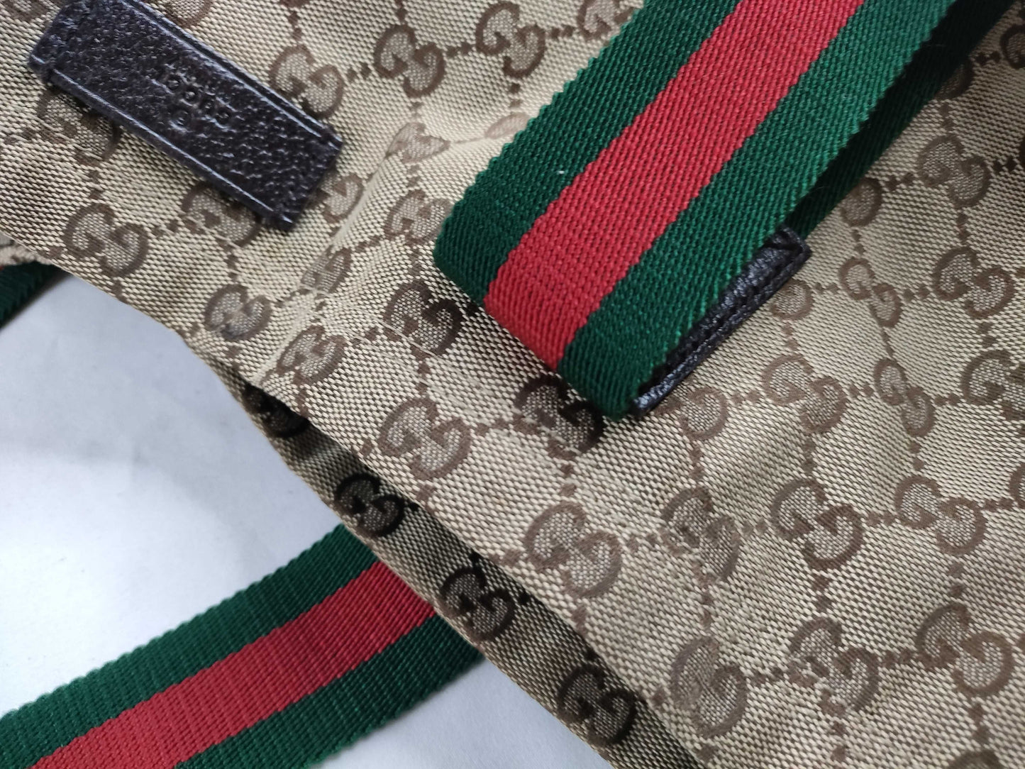 GUCCI GG Canvas Sherry Tote Bag Brown