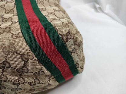 GUCCI GG Canvas Sherry Tote Bag Brown
