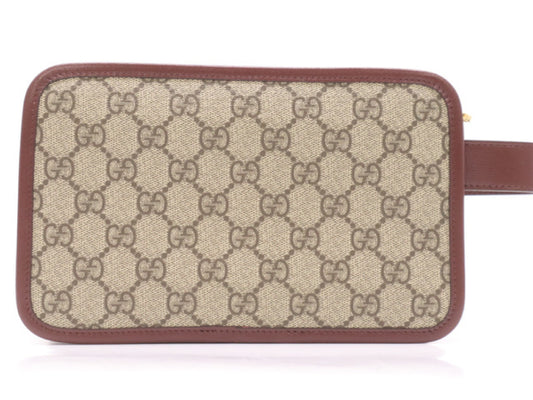 GUCCI 625764 Canvas and Leather GG Supreme Interlocking G Beige Red Handbag