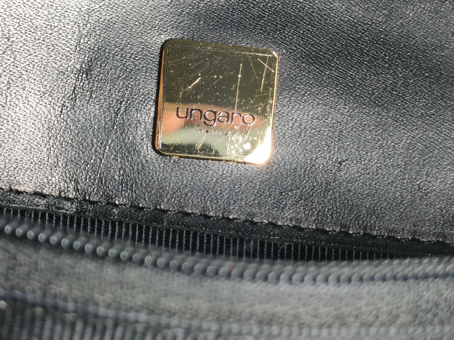 UNGARO Leather Tote Bag Black Tote Bag