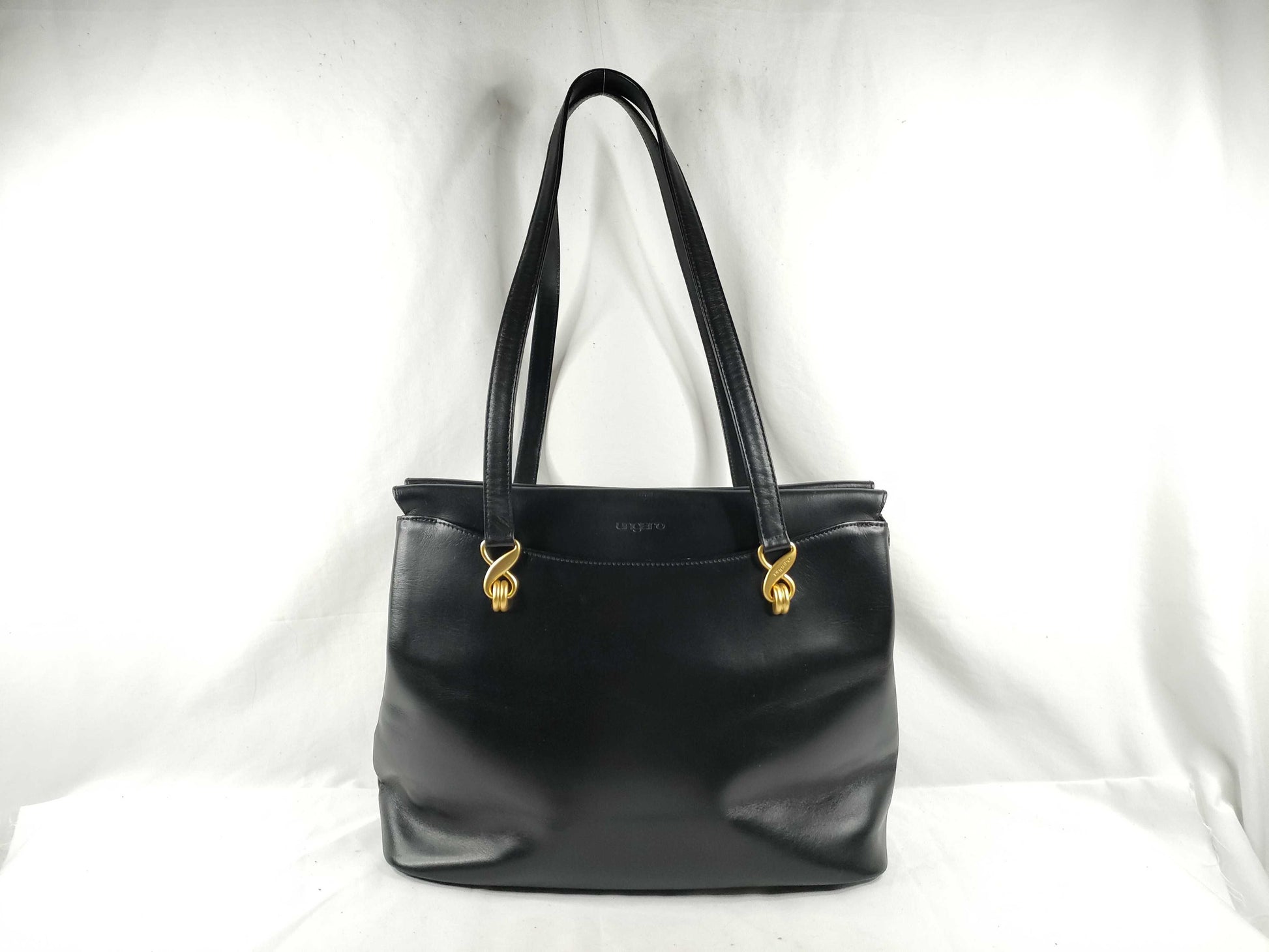 UNGARO Leather Tote Bag Black Tote Bag