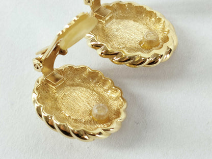 Dior Gold/Pearl-Effect Earrings