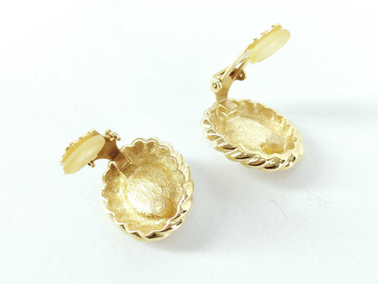 Dior Gold/Pearl-Effect Earrings