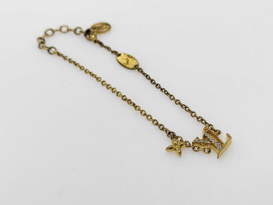 LOUIS VUITTON M00587 LOUIS VUITTON Gold Rhinestone LV Logo Bracelet Bracelet/Bangle