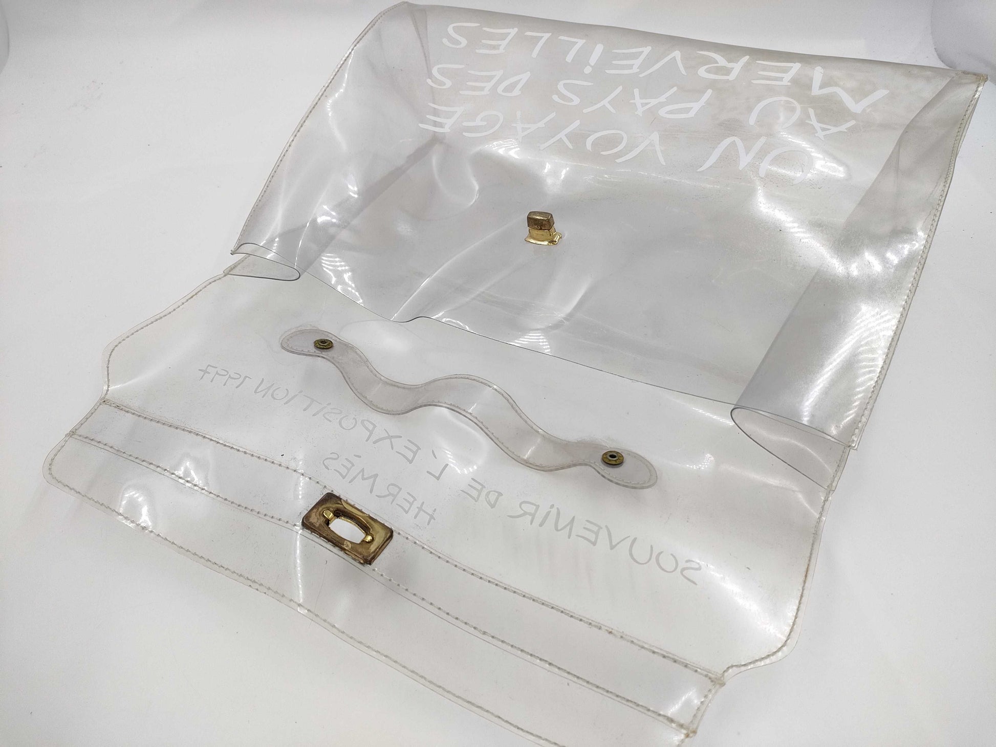HERMES Vinyl Kelly Clear Bag Handbag