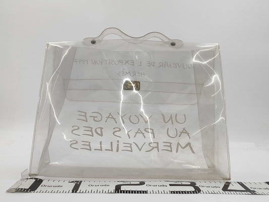 HERMES Vinyl Kelly Clear Bag Handbag