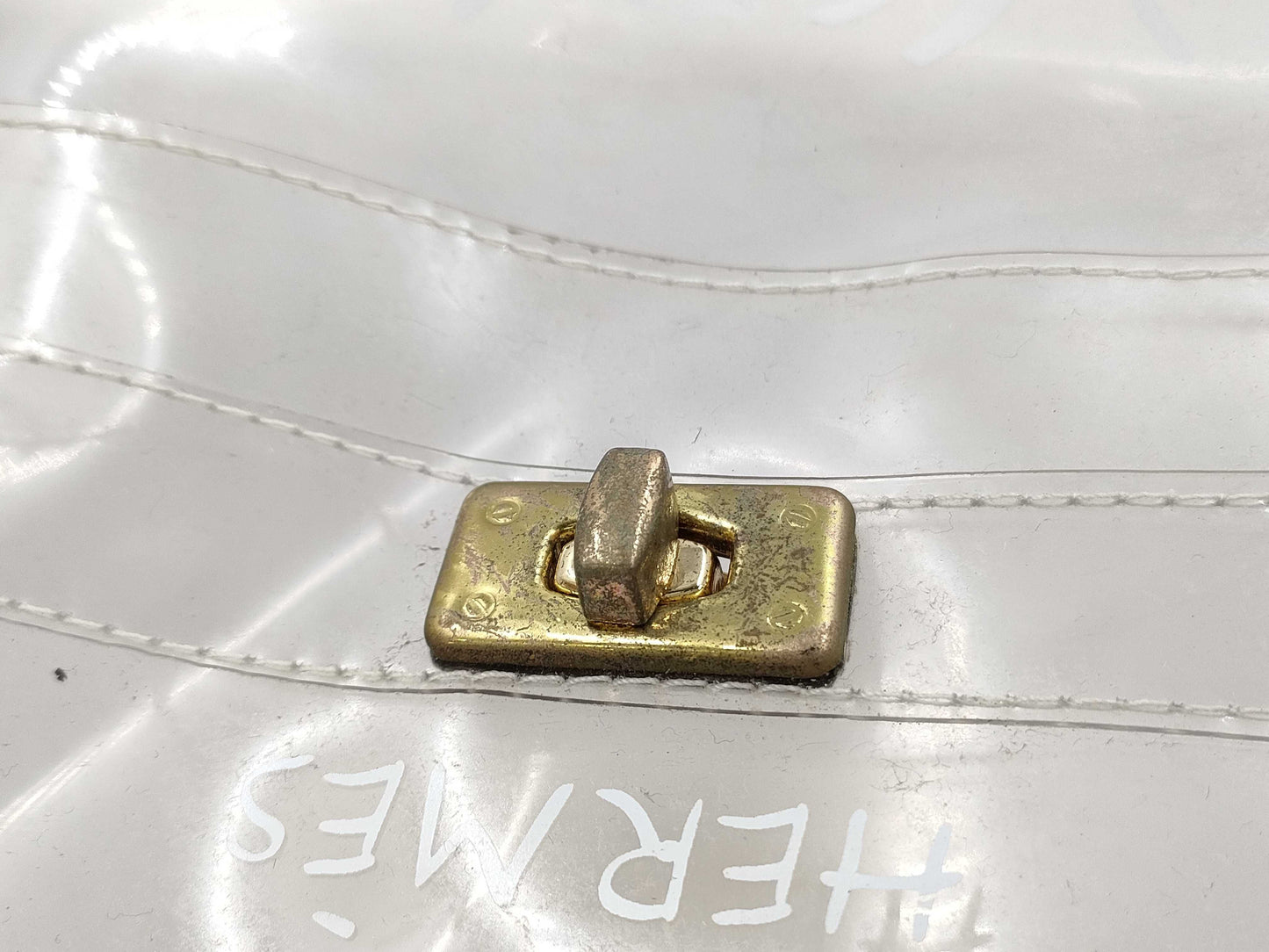 HERMES Vinyl Kelly Clear Bag Handbag