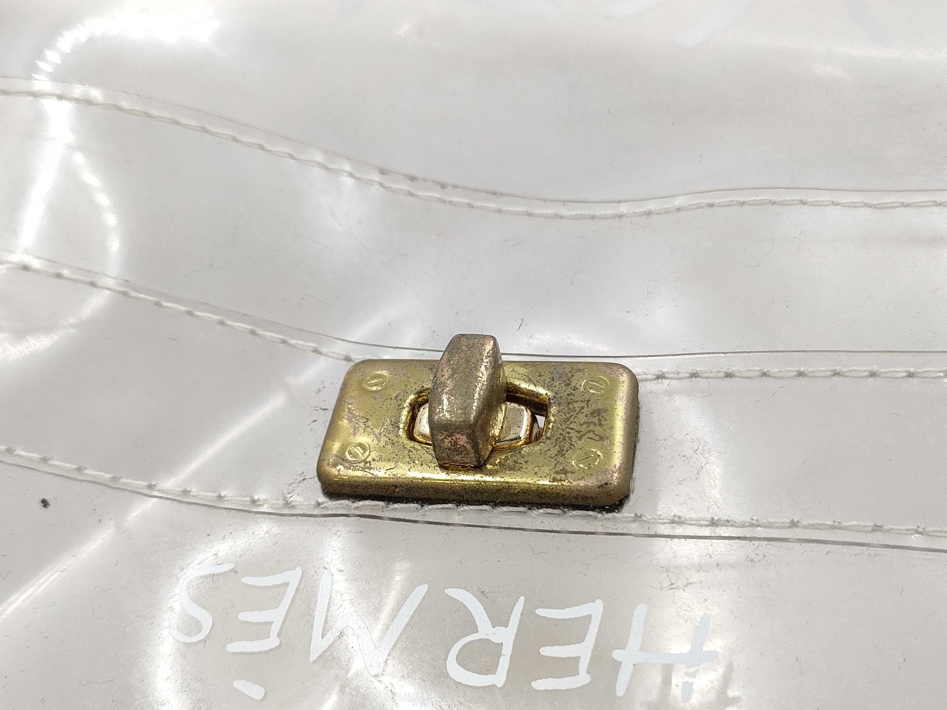HERMES Vinyl Kelly Clear Bag Handbag