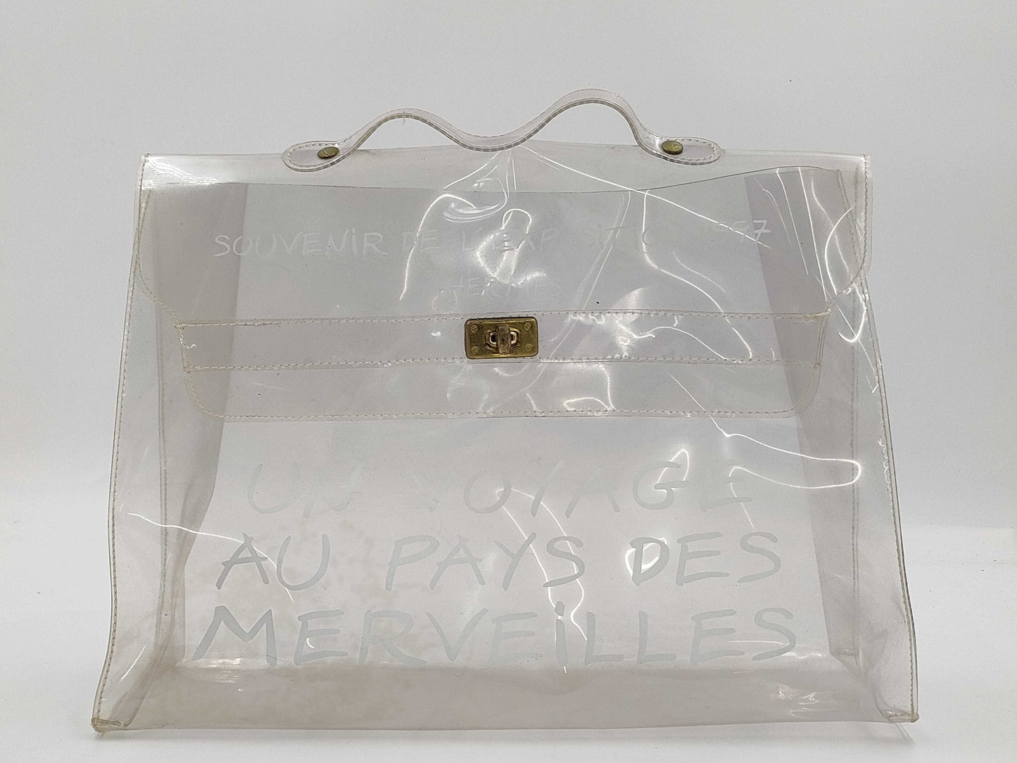 HERMES Vinyl Kelly Clear Bag Handbag