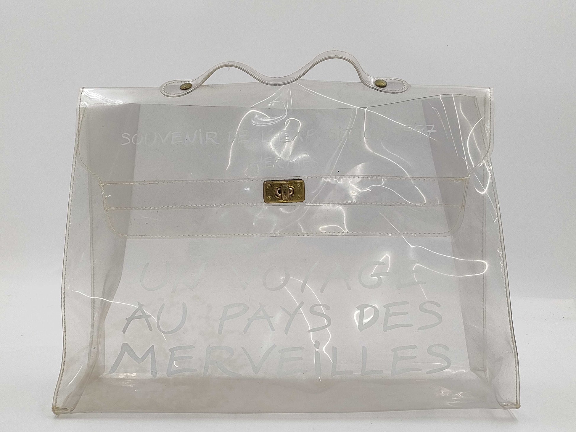 HERMES Vinyl Kelly Clear Bag Handbag