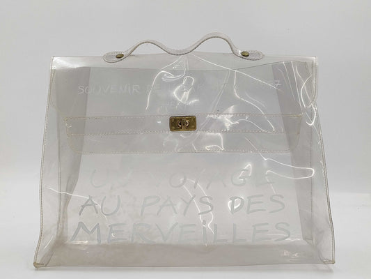 HERMES Vinyl Kelly Clear Bag Handbag