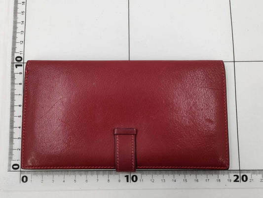 HERMES Bearn Soufflet □H Red Wallet