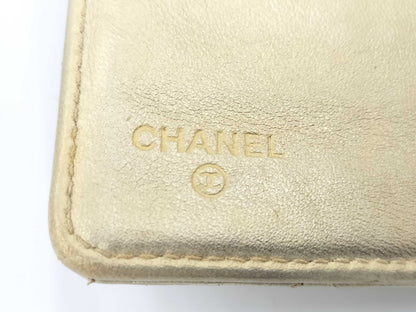 CHANEL Matelasse Lambskin Gold Long Wallet with Seal