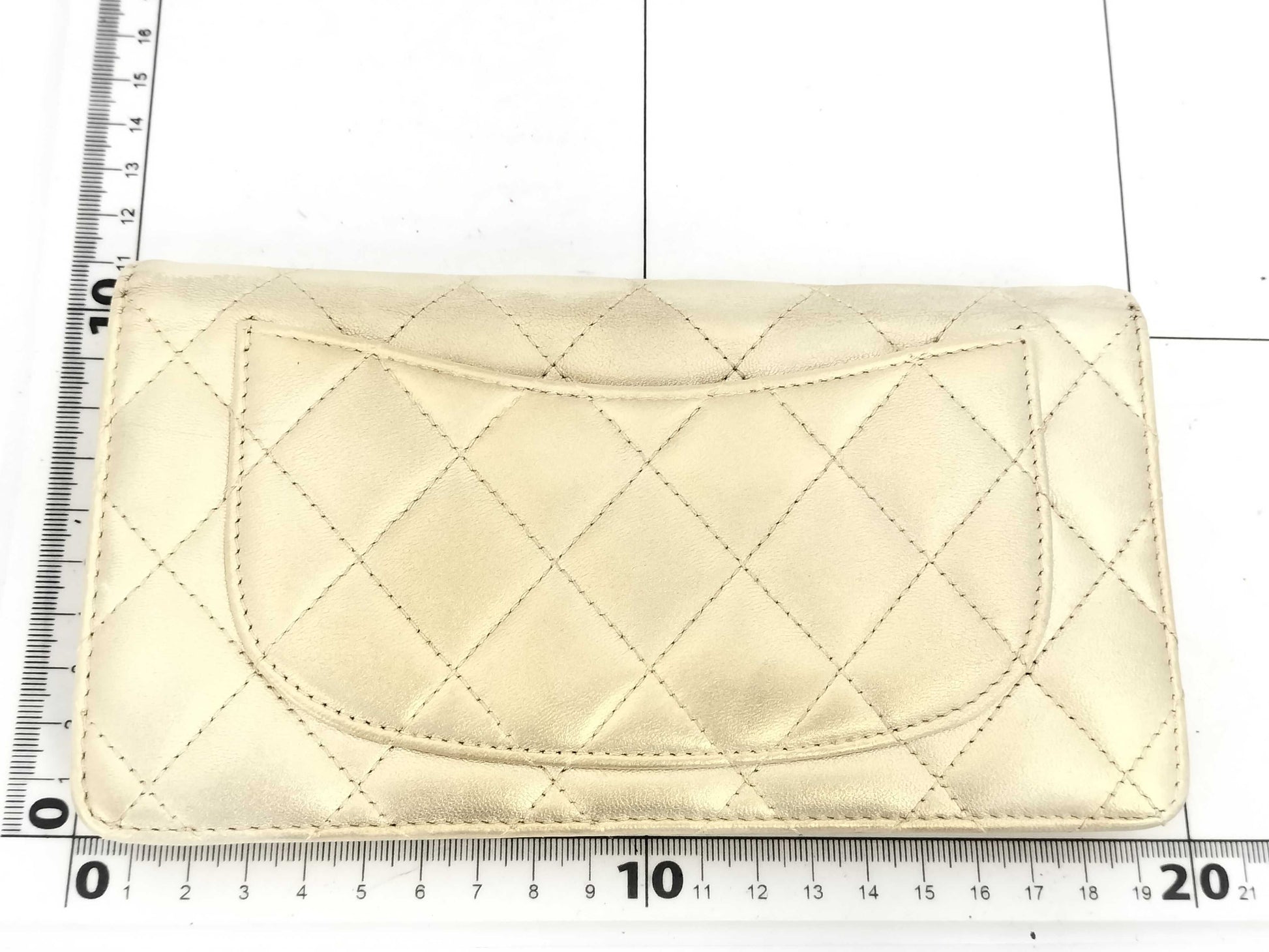 CHANEL Matelasse Lambskin Gold Long Wallet with Seal