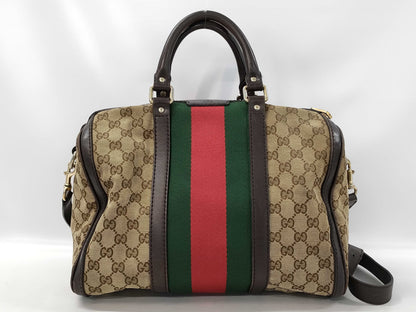 GUCCI 247205 GG Canvas Ophidia 2-way Boston Bag Handbag