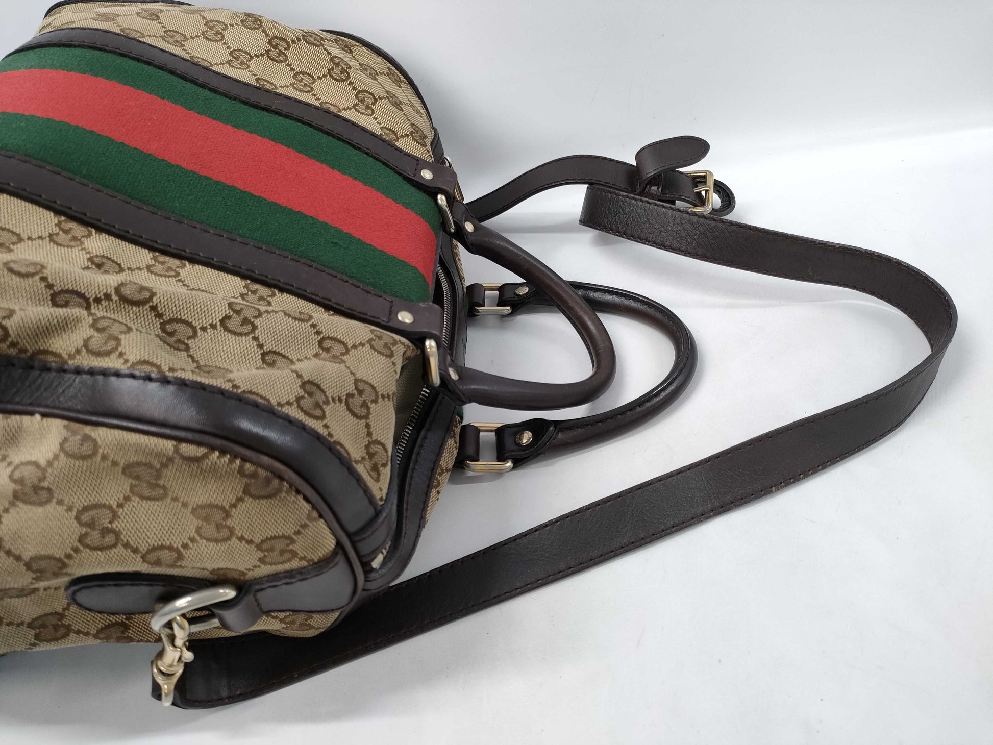GUCCI 247205 GG Canvas Ophidia 2-way Boston Bag Handbag