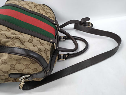 GUCCI 247205 GG Canvas Ophidia 2-way Boston Bag Handbag