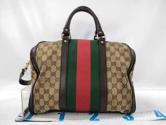 GUCCI 247205 GG Canvas Ophidia 2-way Boston Bag Handbag