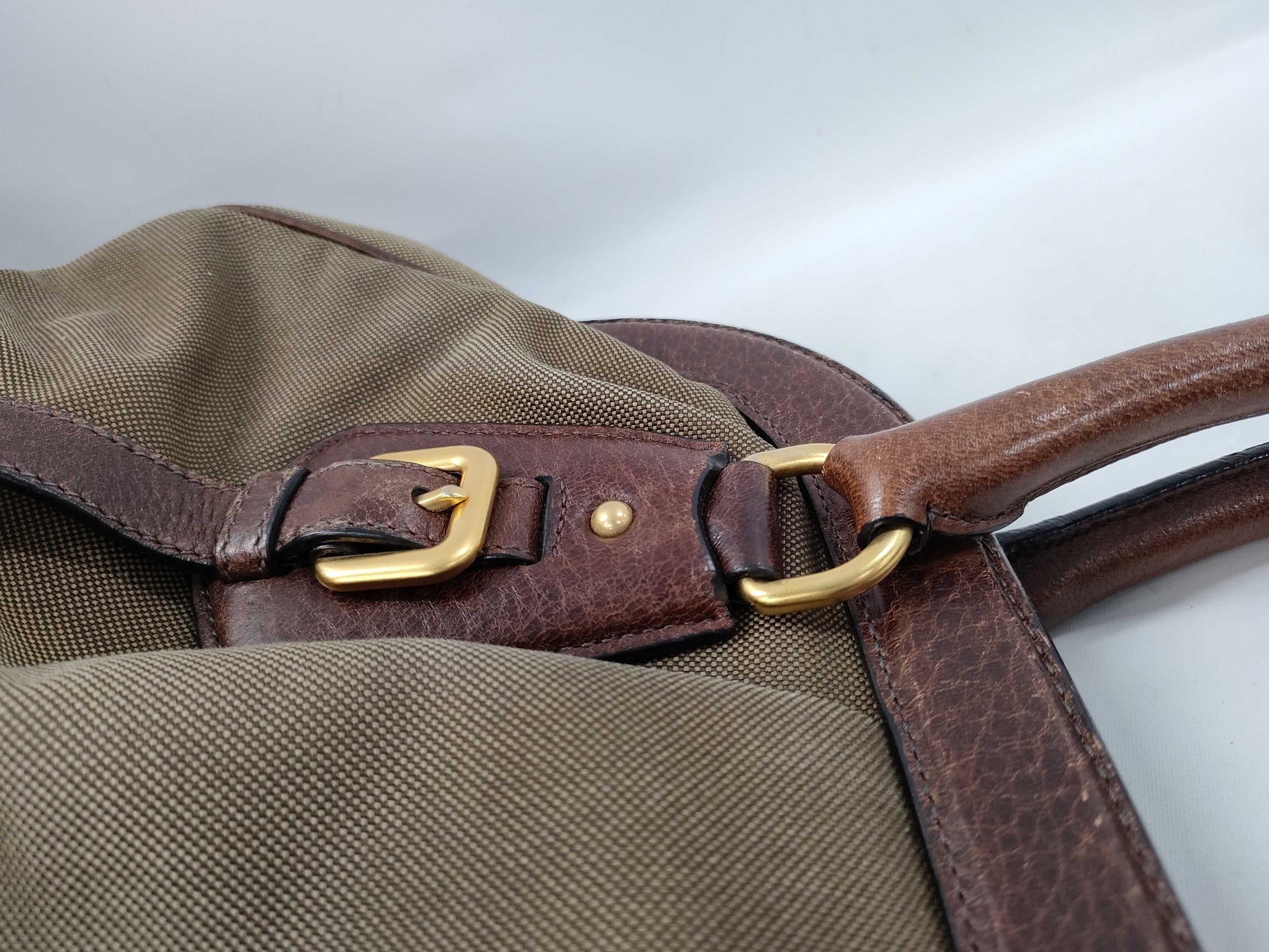 PRADA Jacquard Leather Clasp Handbag