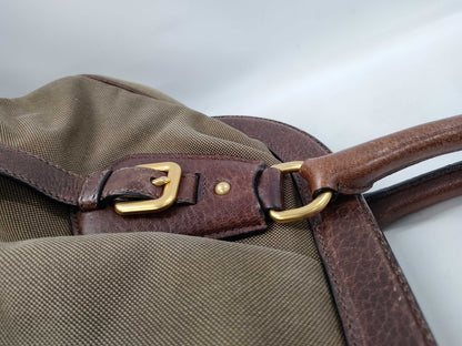 PRADA Jacquard Leather Clasp Handbag